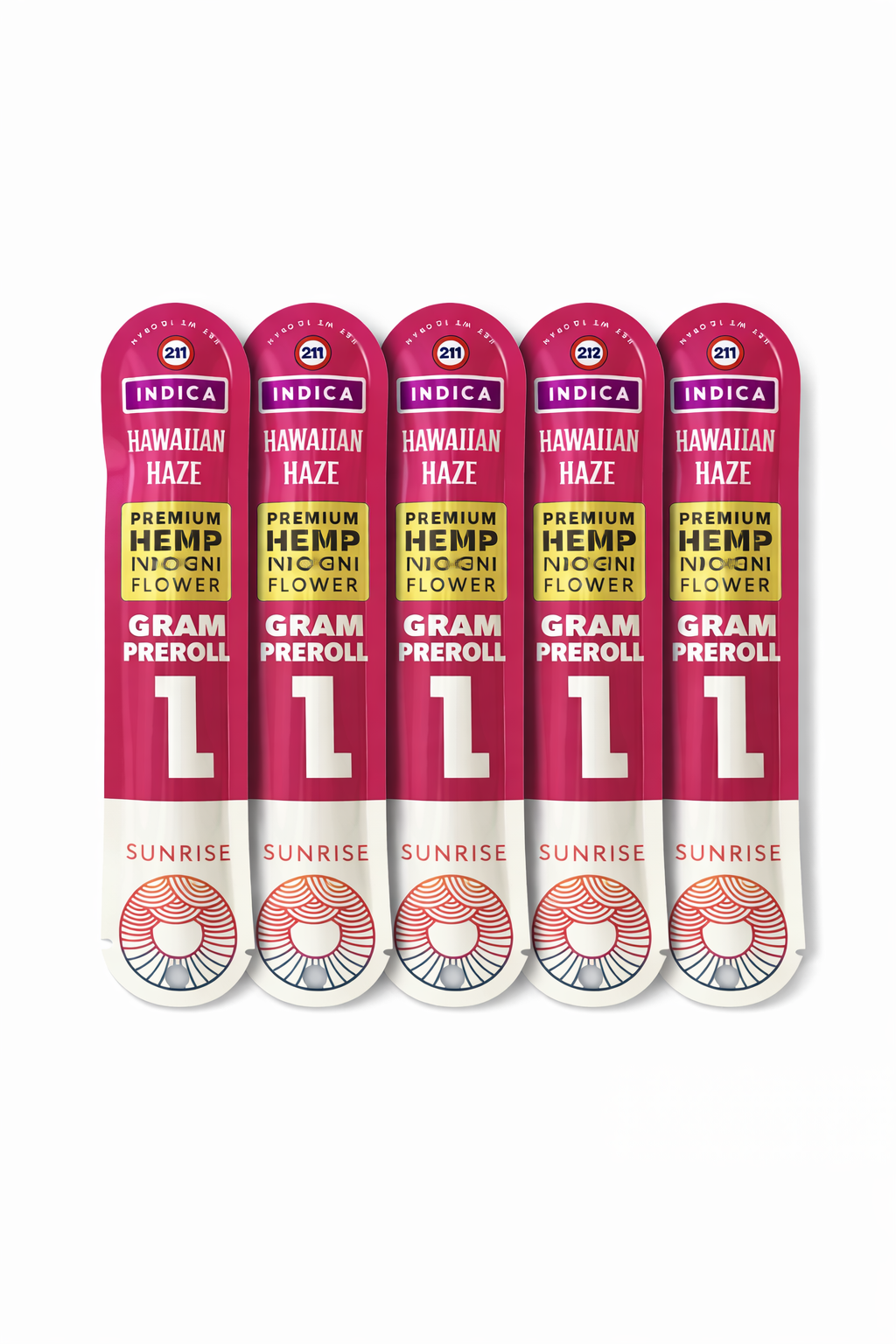 SUNRISE PREMIUM INDOOR HEMP FLOWER 1G PRE ROLLS 5 PACK