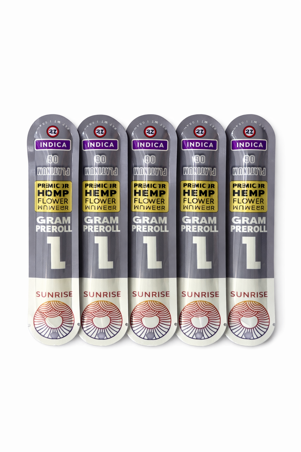 SUNRISE PREMIUM INDOOR HEMP FLOWER 1G PRE ROLLS 5 PACK