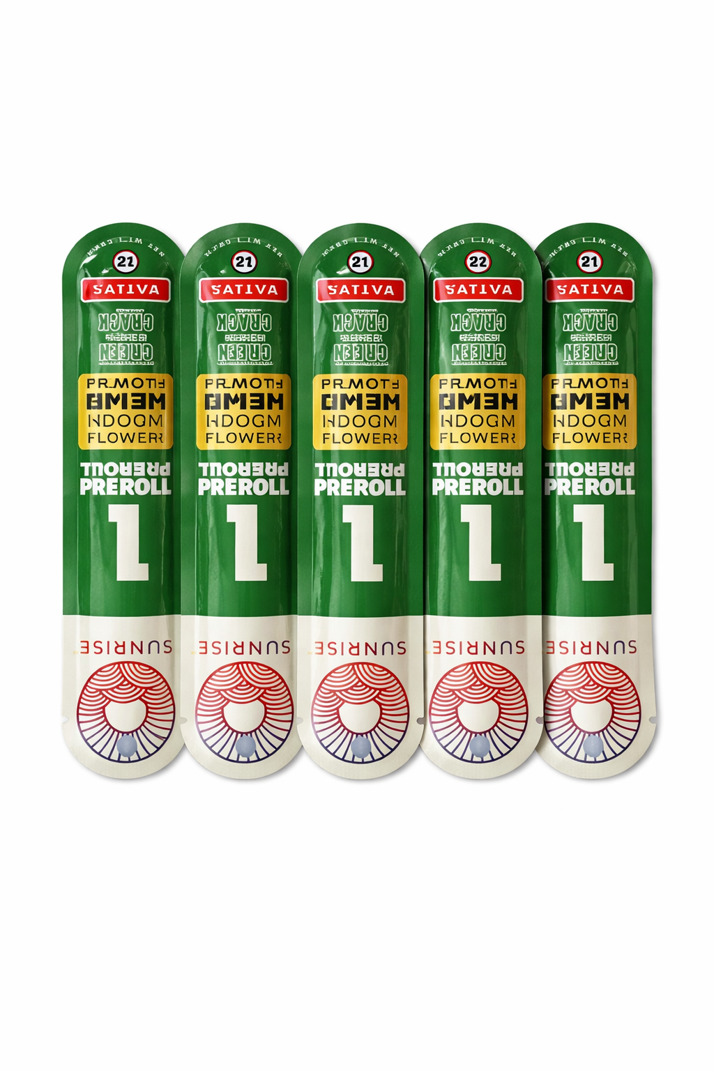 SUNRISE PREMIUM INDOOR HEMP FLOWER 1G PRE ROLLS 5 PACK