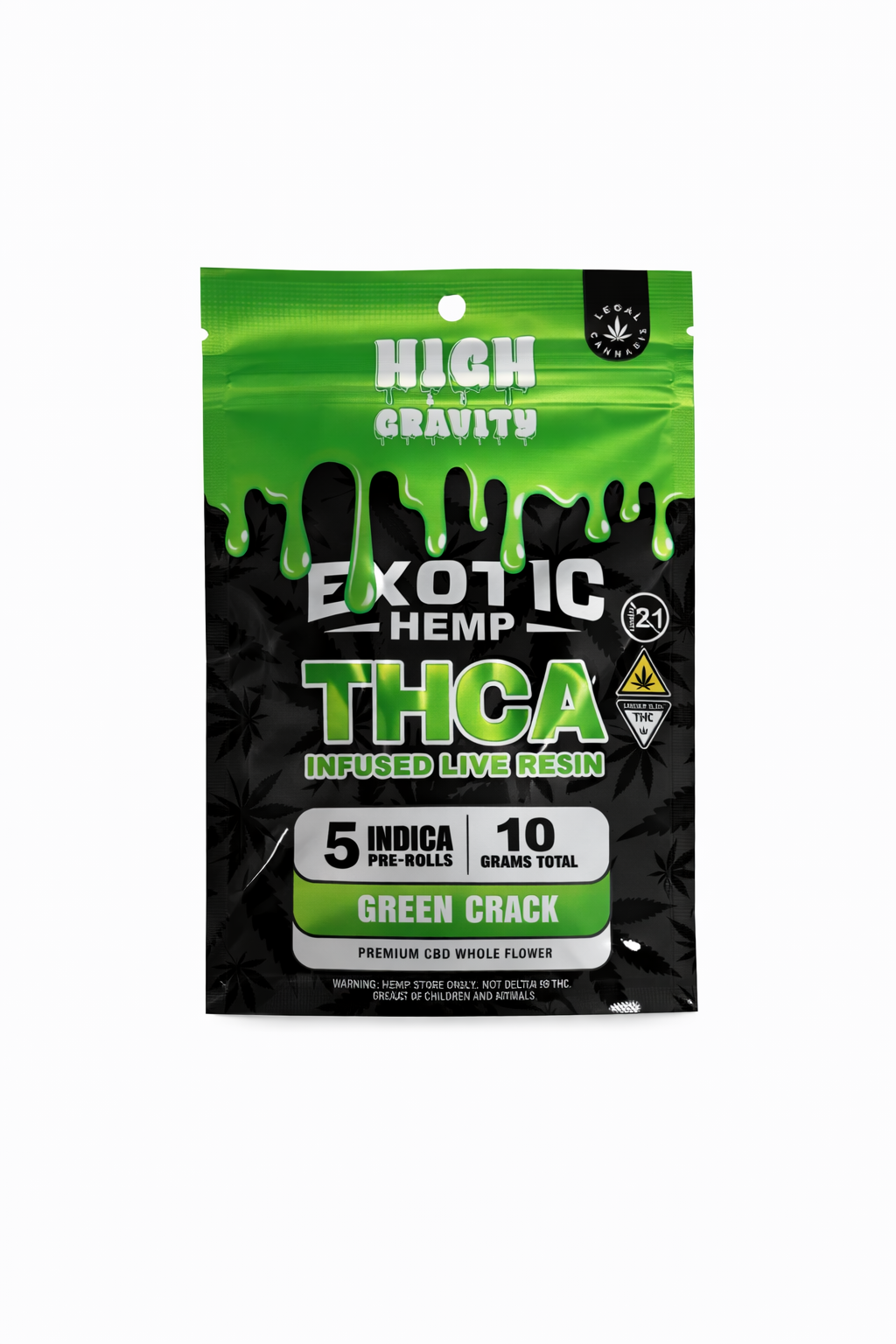 HIGH GRAVITY EXOTIC HEMP THCA PRE ROLLS 5 PACK