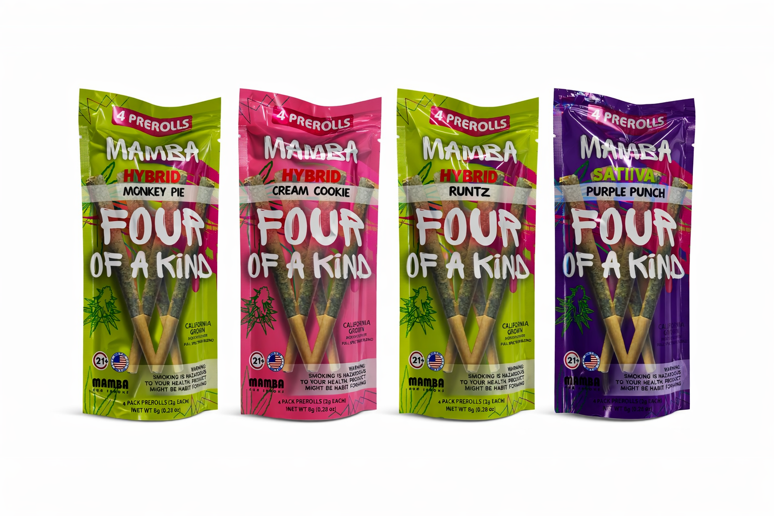 MAMBA FOUR OF A KIND 2G PREROLLS 4 PACK