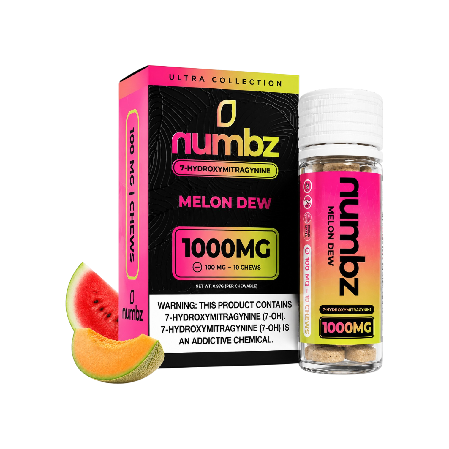 NUMBZ 7-OH KRATOM CHEWABLE TABLETS 1000MG – 10CT (100mg/tab)