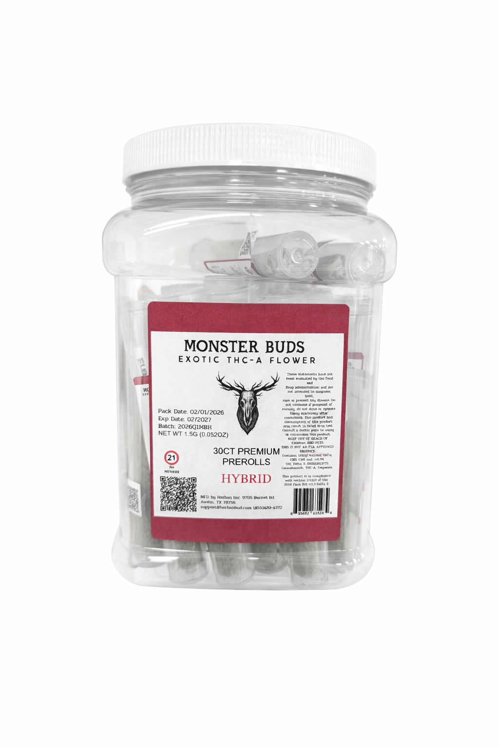 MONSTER BUDS PREMIUM PREROLLS 5 PACK