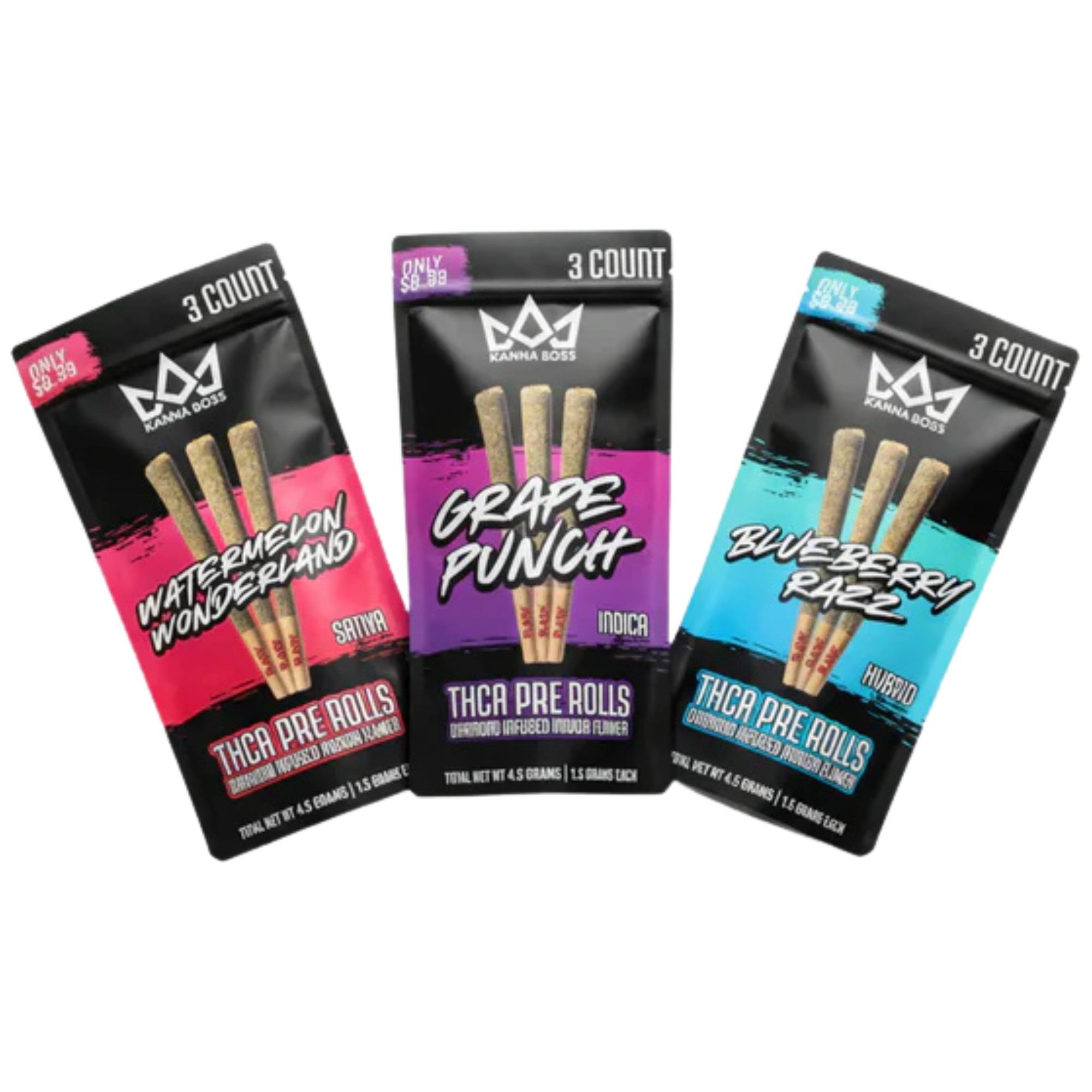 KANNA BOSS THCA PRE ROLLS 3 PACK