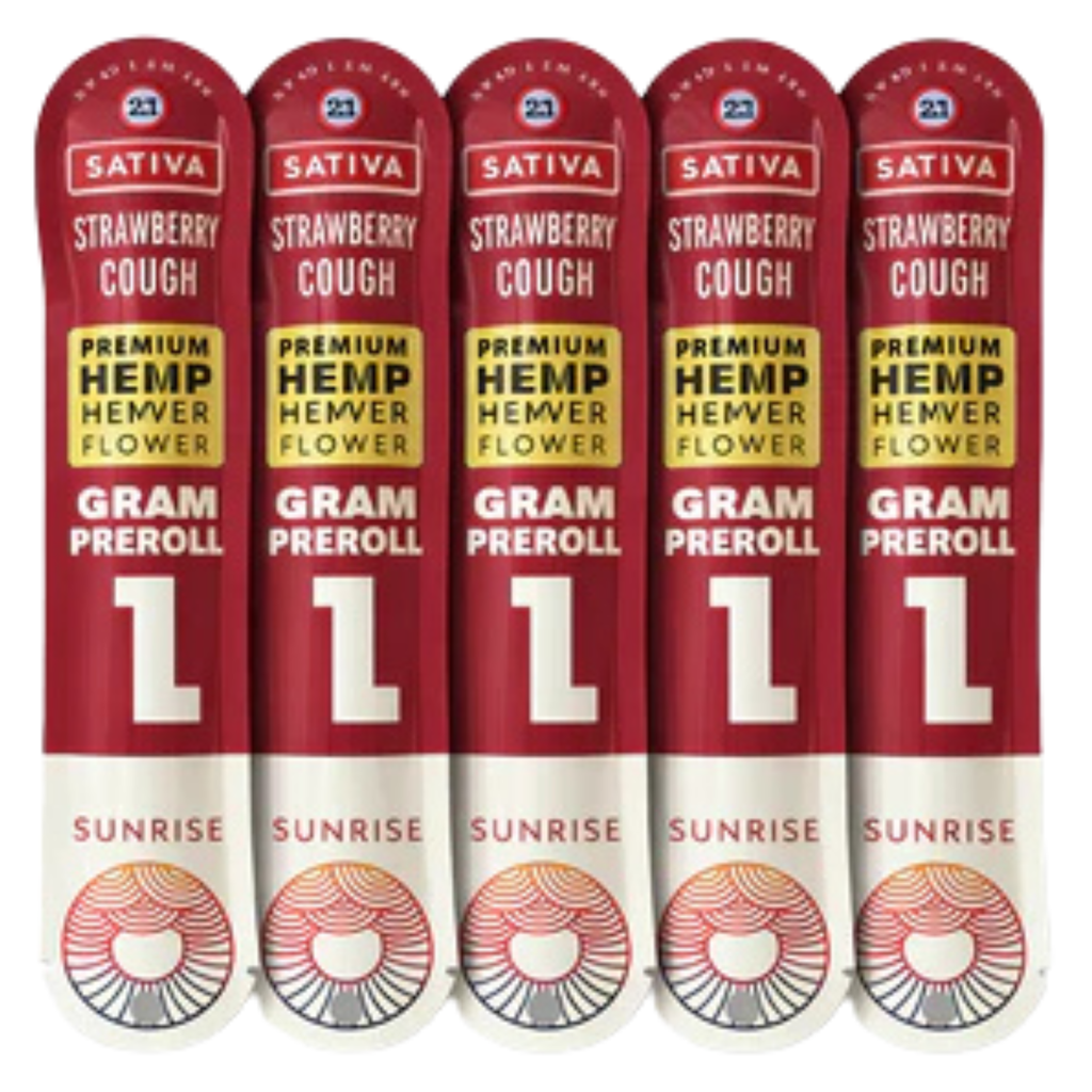 SUNRISE PREMIUM INDOOR HEMP FLOWER 1G PRE ROLLS 5 PACK