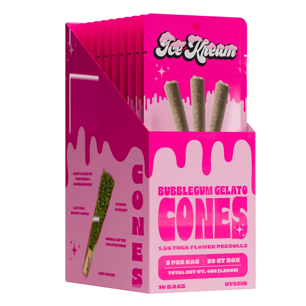 ICE KREAM 1.5G CONES THCA PRE ROLLS 3PK