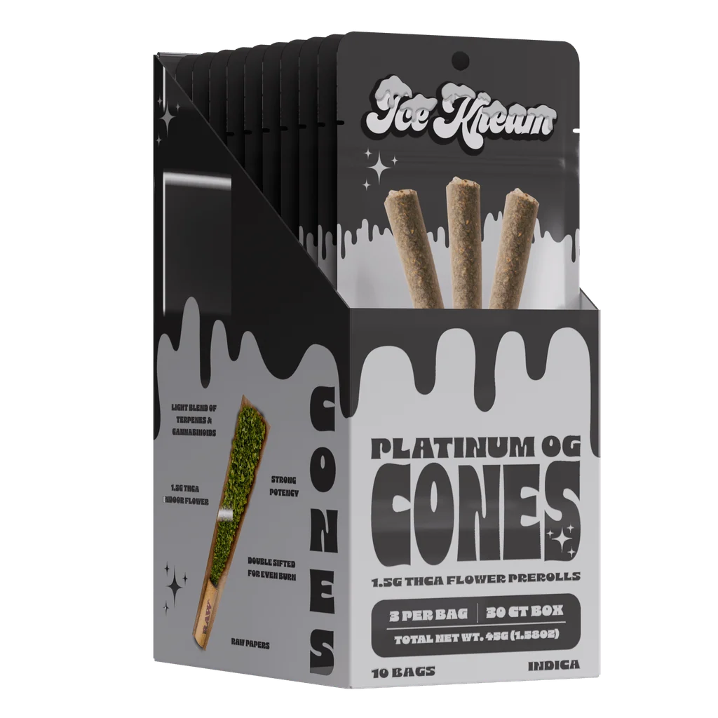 ICE KREAM 1.5G CONES THCA PRE ROLLS 3PK