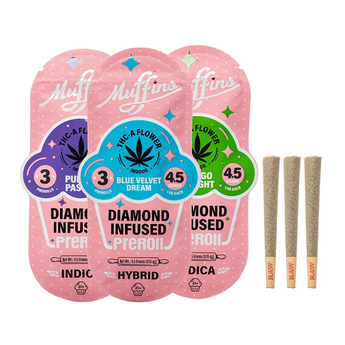 MUFFINS DIAMOND INFUSED PRE ROLLS 3PK 4.5G