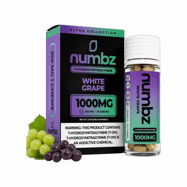 NUMBZ 7-OH KRATOM CHEWABLE TABLETS 1000MG – 10CT (100mg/tab)
